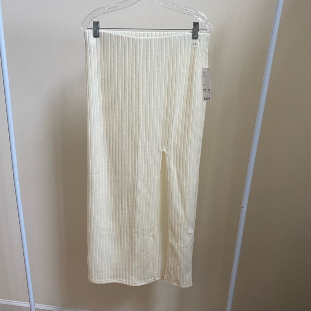 NWT Urban Outfitters cream maxi skirt high slit Sz L